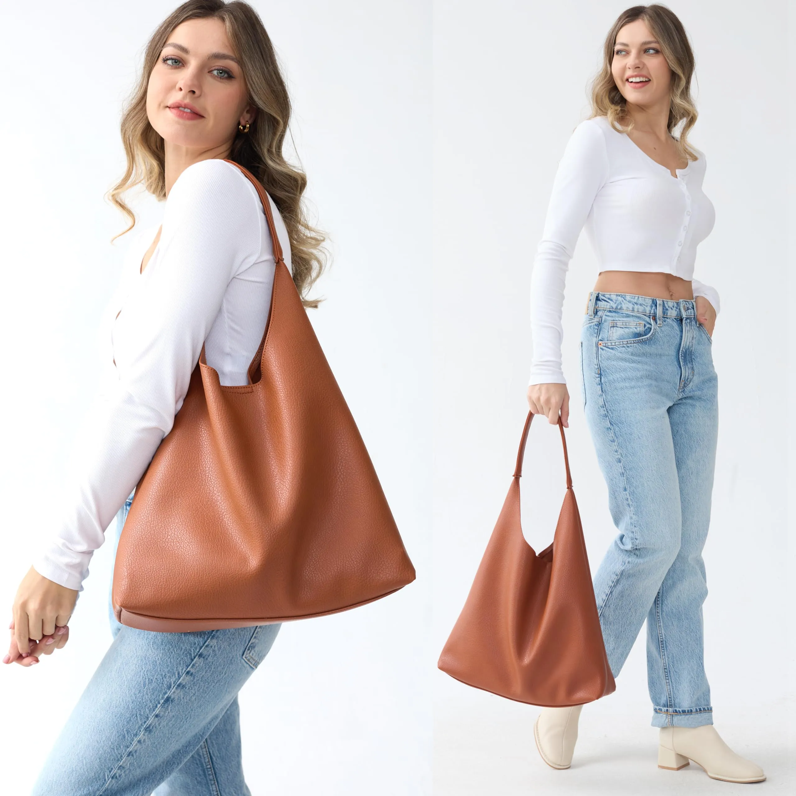 HOXIS Hobo Bags, Vegan Leather Shoulder Handbag
