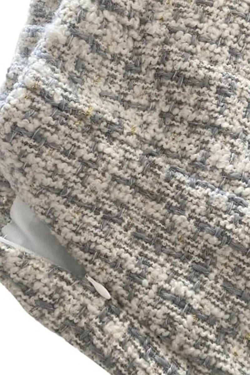 HQS1220 Button-Front Tweed Skirt