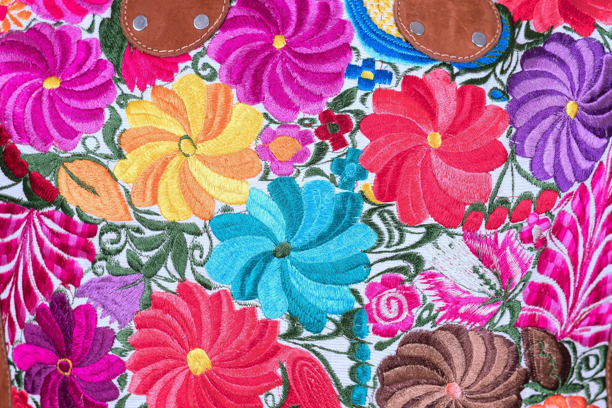 Huipil Overnighter Tote Bag Cross Body Embroidered Flowers