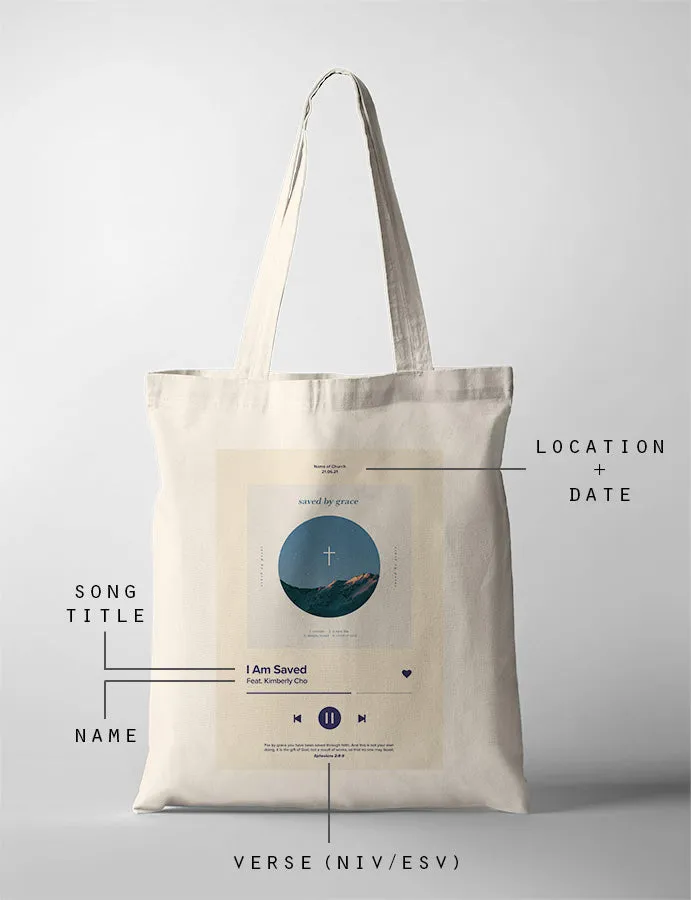 I Am Baptised Song Playlist Tote Bag {Customisable}