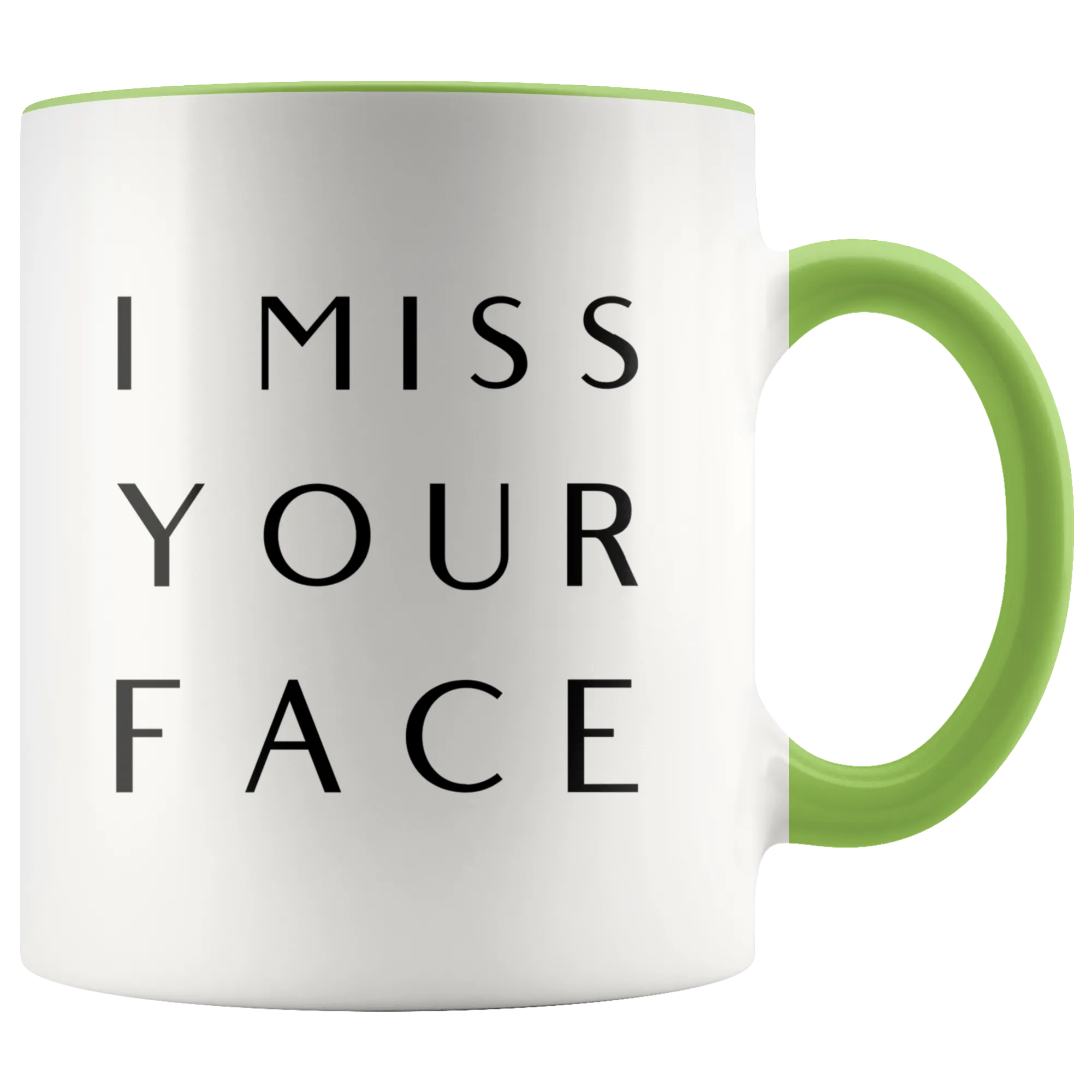 I Miss Your Face Coffee Mug Long Distance Gift Long Distance Relationship Gifts Best Friend Moving Away Thinking of You Cup with Colored Handle