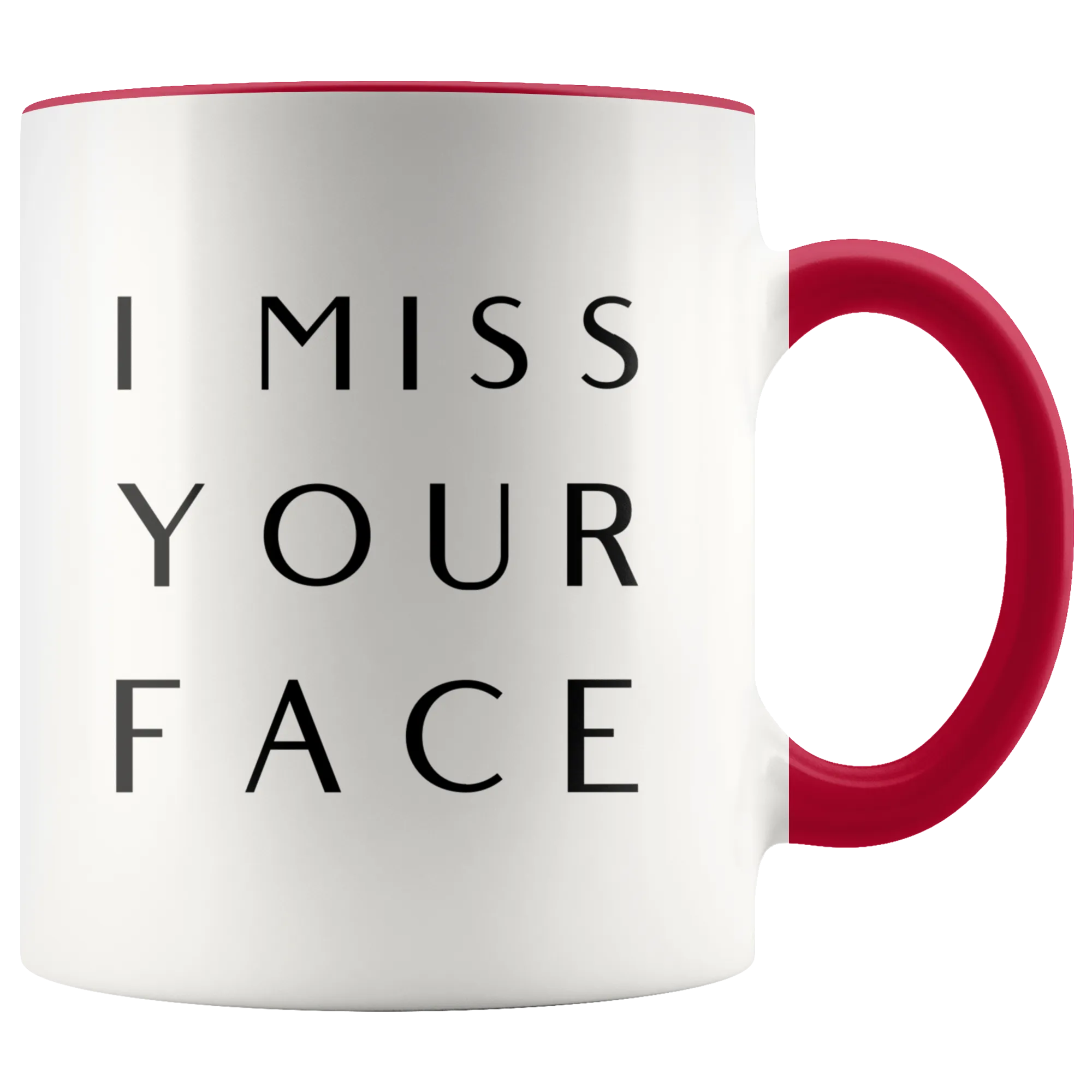 I Miss Your Face Coffee Mug Long Distance Gift Long Distance Relationship Gifts Best Friend Moving Away Thinking of You Cup with Colored Handle