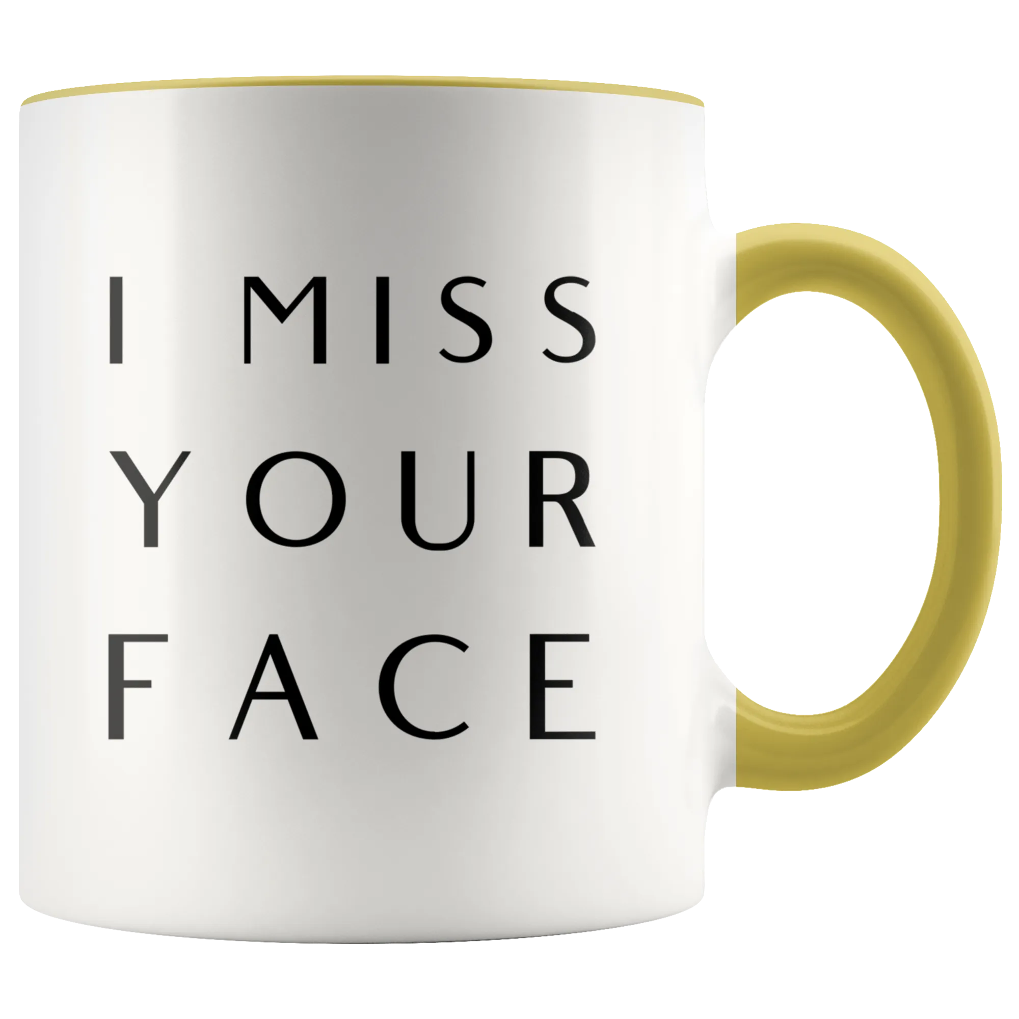 I Miss Your Face Coffee Mug Long Distance Gift Long Distance Relationship Gifts Best Friend Moving Away Thinking of You Cup with Colored Handle