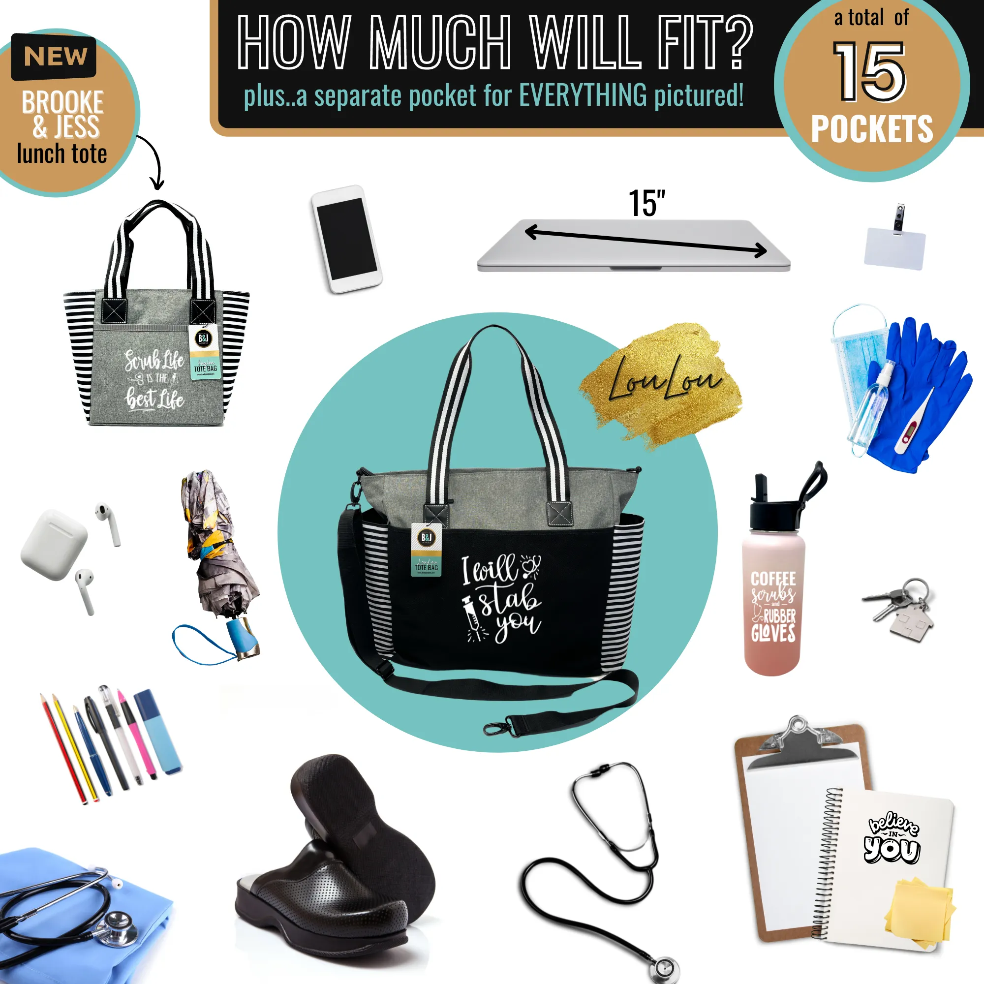 I Will Stab You Lou Lou Gray Tote Bag for Medical Workers