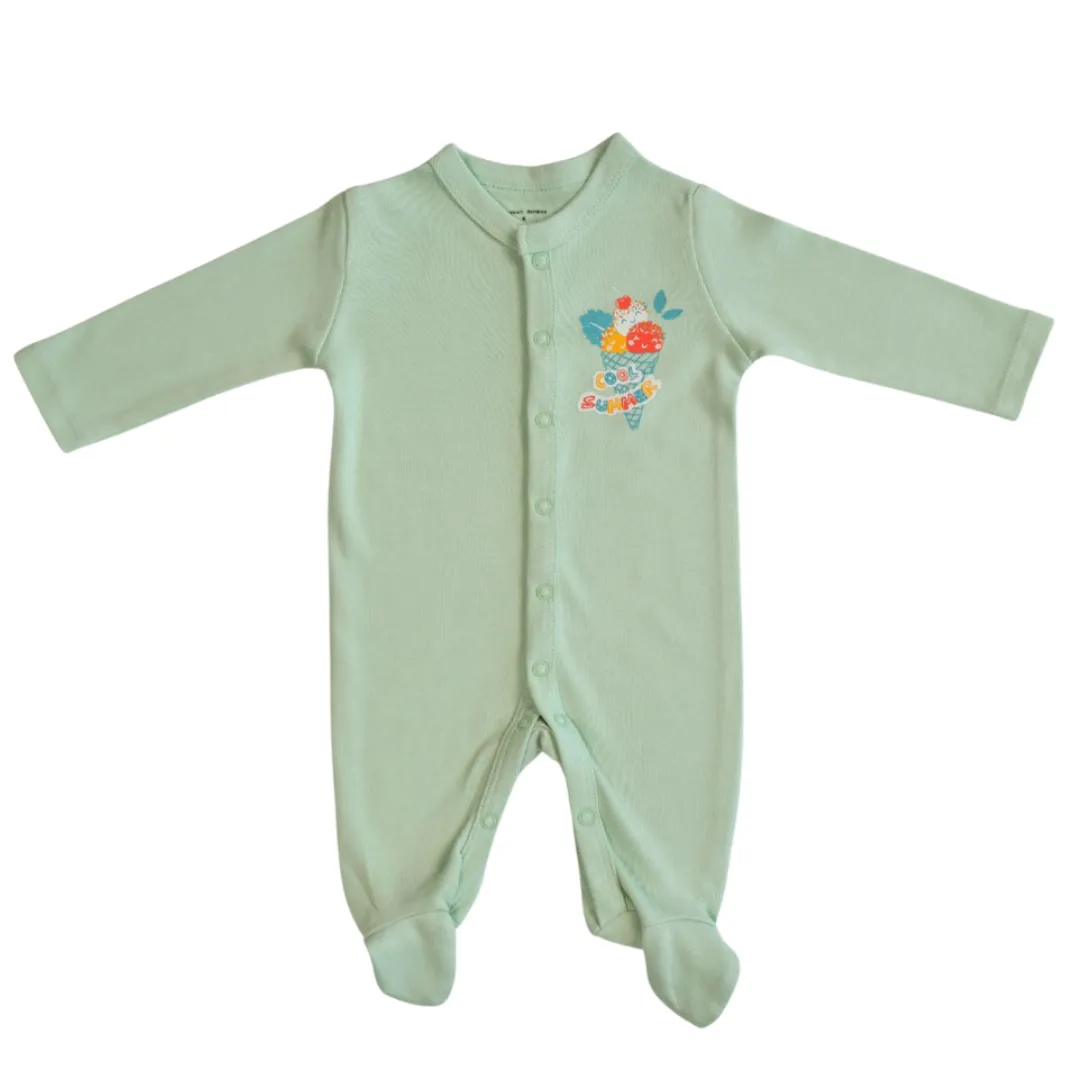Ice cream Organic Baby Sleepsuit with Close Toe