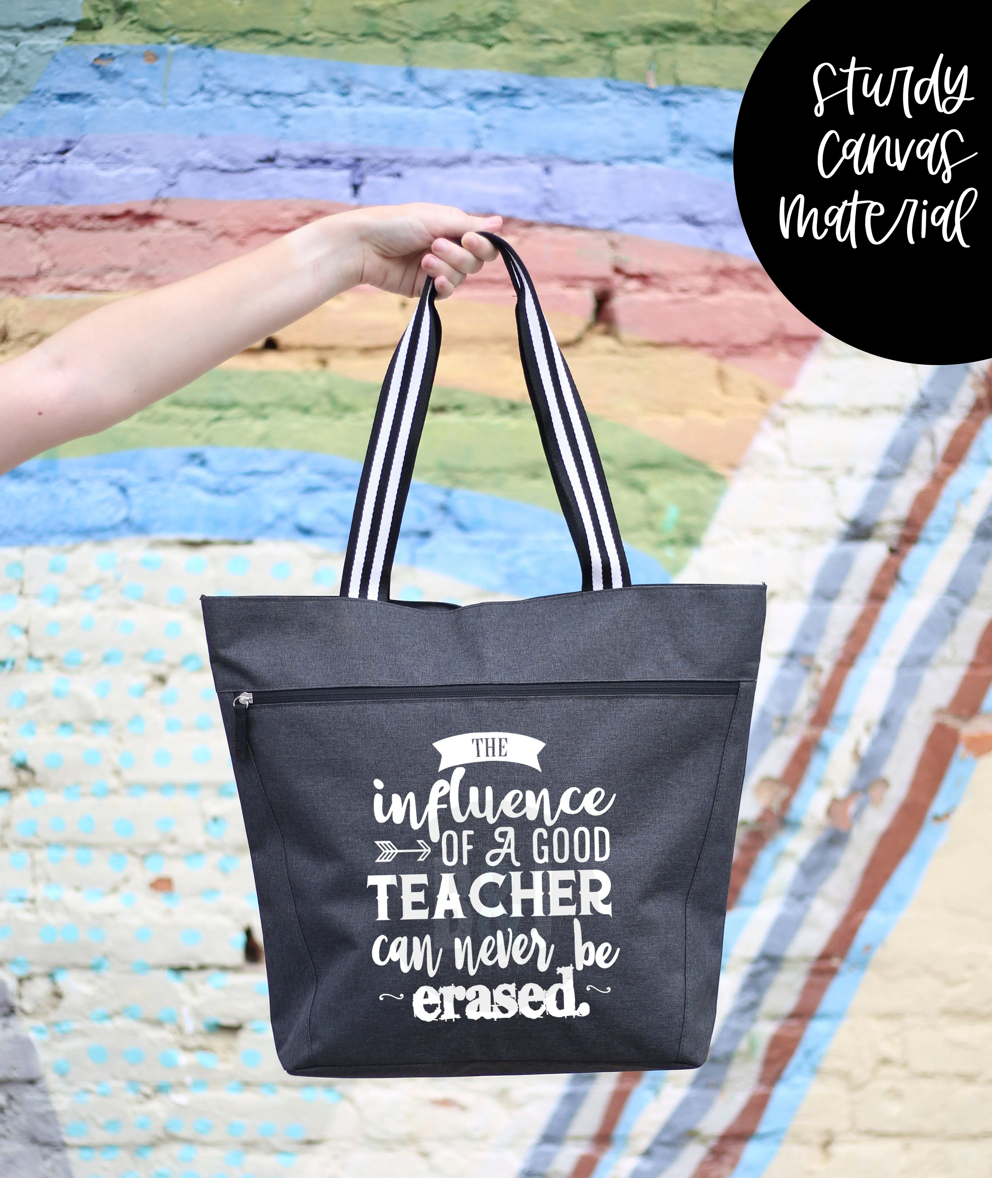 Influence of a Teacher Can Never Be Erased Lexie Black Tote Bag for Teachers