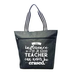 Influence of a Teacher Can Never Be Erased Lexie Black Tote Bag for Teachers