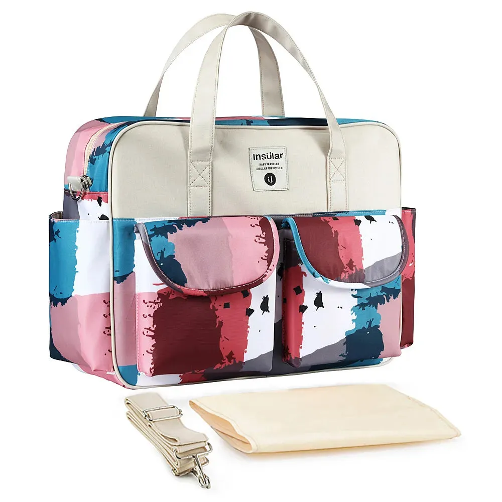 Insular Baby Changing Bag with Mat - Durable Nylon, Spacious Tote, Multi-Compartment Diaper Bag for Newborns to Toddlers