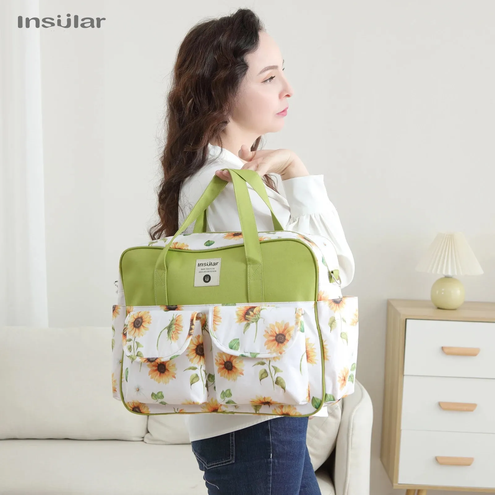 Insular Baby Changing Bag with Mat - Durable Nylon, Spacious Tote, Multi-Compartment Diaper Bag for Newborns to Toddlers