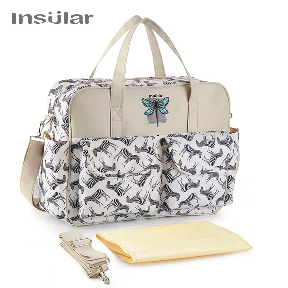 Insular Baby Changing Bag with Mat - Durable Nylon, Spacious Tote, Multi-Compartment Diaper Bag for Newborns to Toddlers