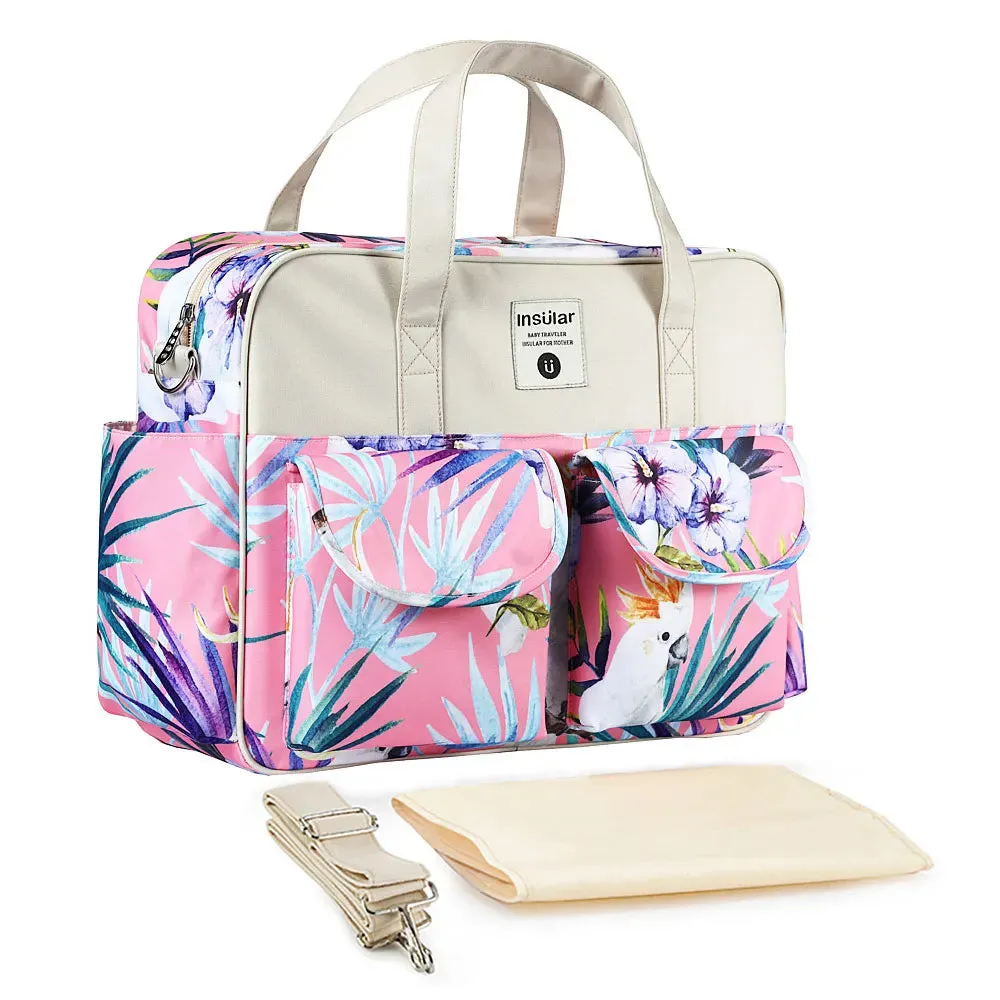 Insular Baby Changing Bag with Mat - Durable Nylon, Spacious Tote, Multi-Compartment Diaper Bag for Newborns to Toddlers