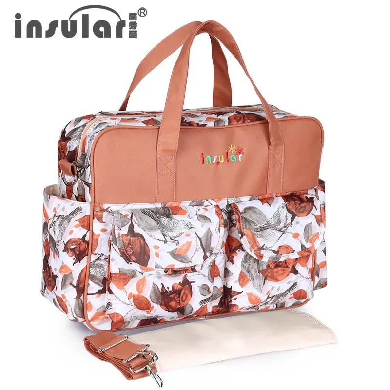 Insular Baby Changing Bag with Mat - Durable Nylon, Spacious Tote, Multi-Compartment Diaper Bag for Newborns to Toddlers