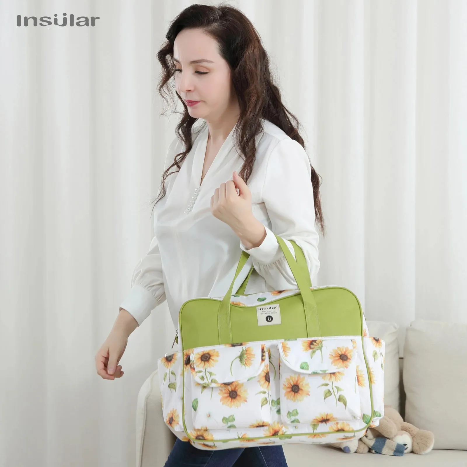 Insular Baby Changing Bag with Mat - Durable Nylon, Spacious Tote, Multi-Compartment Diaper Bag for Newborns to Toddlers