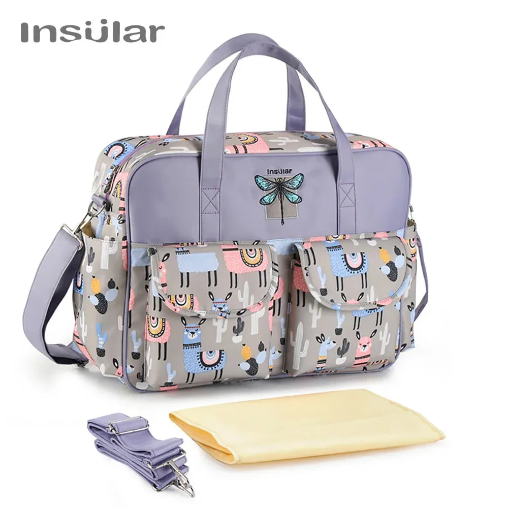 Insular Baby Changing Bag with Mat - Durable Nylon, Spacious Tote, Multi-Compartment Diaper Bag for Newborns to Toddlers