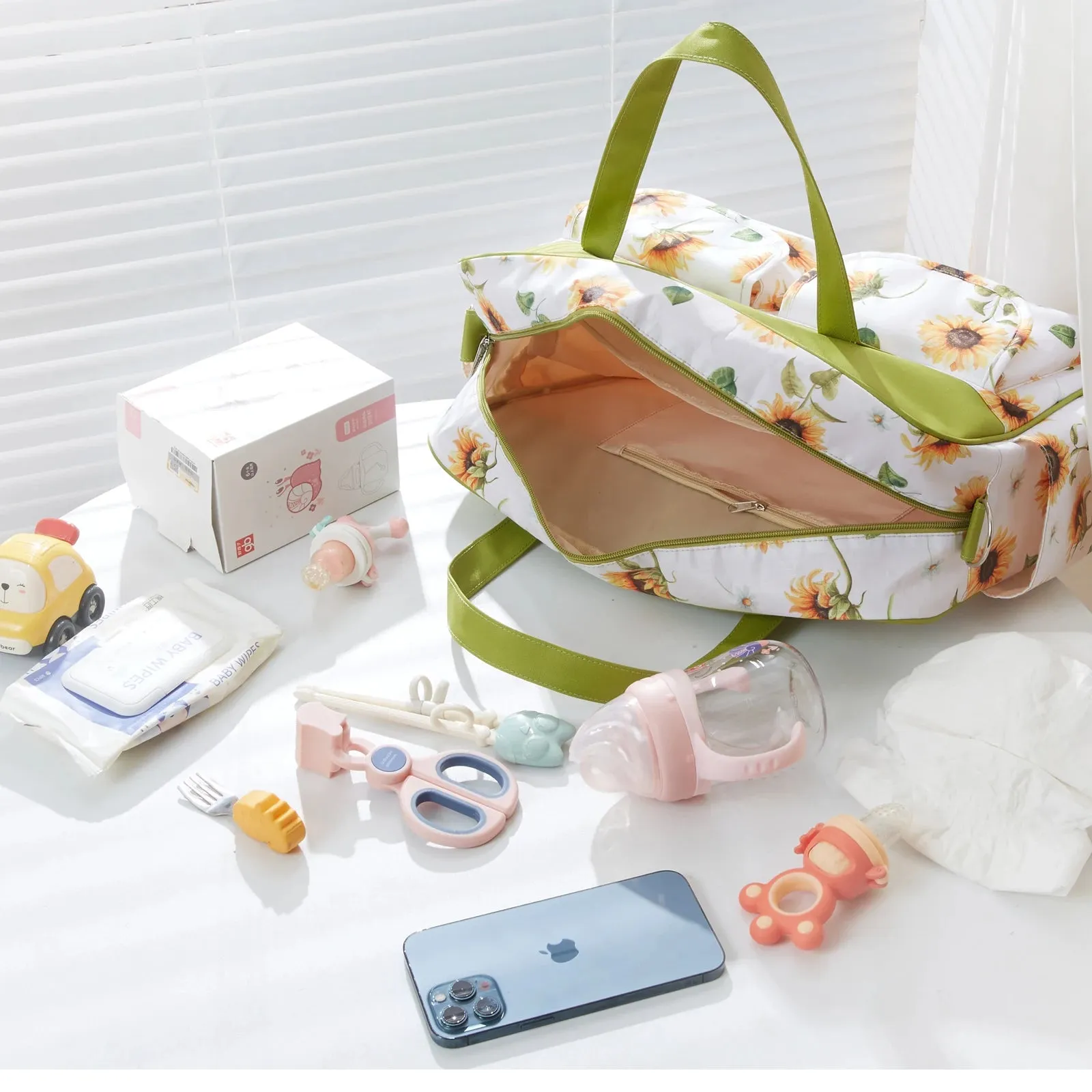 Insular Baby Changing Bag with Mat - Durable Nylon, Spacious Tote, Multi-Compartment Diaper Bag for Newborns to Toddlers