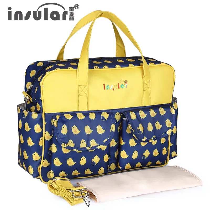 Insular Baby Changing Bag with Mat - Durable Nylon, Spacious Tote, Multi-Compartment Diaper Bag for Newborns to Toddlers