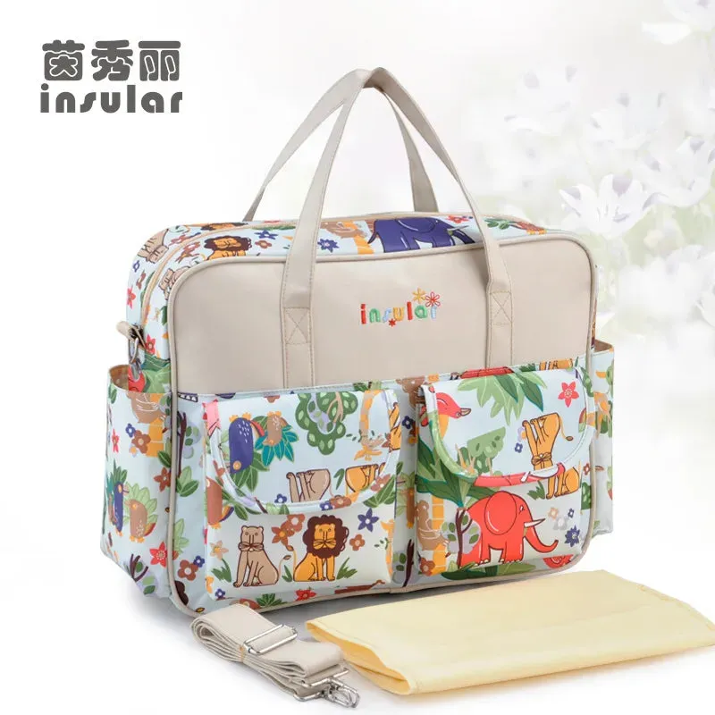 Insular Baby Changing Bag with Mat - Durable Nylon, Spacious Tote, Multi-Compartment Diaper Bag for Newborns to Toddlers