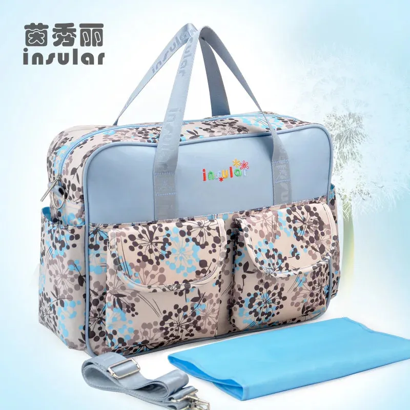 Insular Baby Changing Bag with Mat - Durable Nylon, Spacious Tote, Multi-Compartment Diaper Bag for Newborns to Toddlers