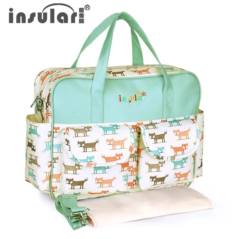 Insular Baby Changing Bag with Mat - Durable Nylon, Spacious Tote, Multi-Compartment Diaper Bag for Newborns to Toddlers