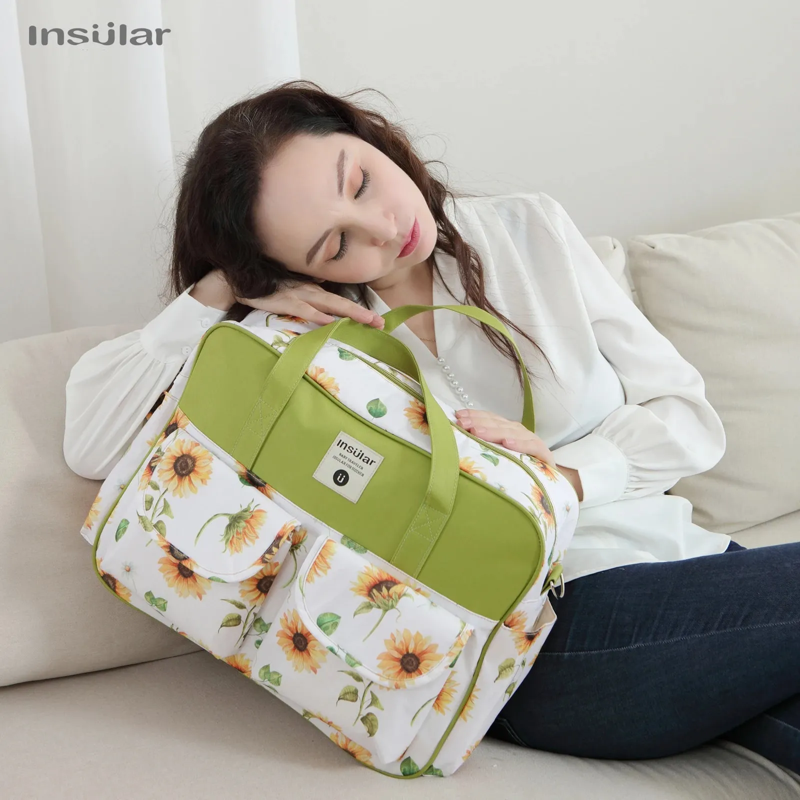 Insular Baby Changing Bag with Mat - Durable Nylon, Spacious Tote, Multi-Compartment Diaper Bag for Newborns to Toddlers