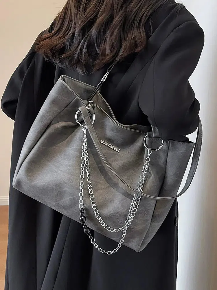 Interior Pockets Chain Strap Tote Bag