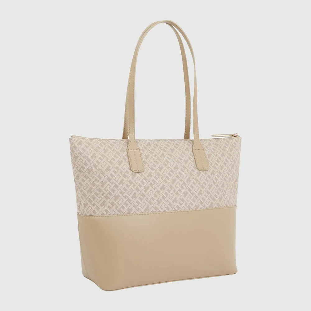 Jacquard Tote - Beige