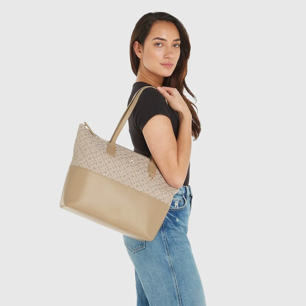 Jacquard Tote - Beige