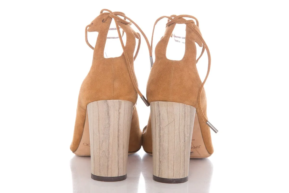 Jimmy Choo Brown Lace-Up Heels SZ 38.5