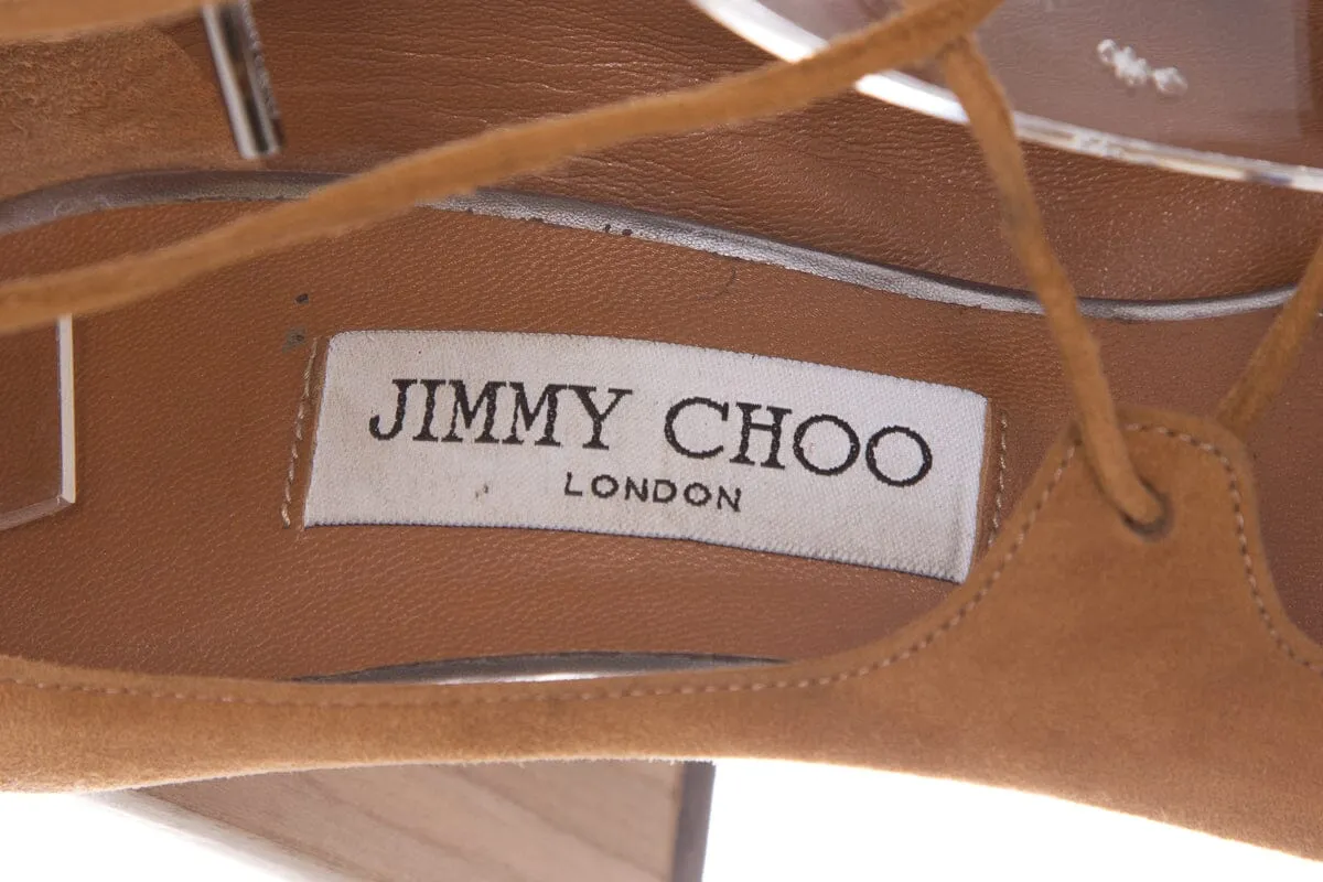 Jimmy Choo Brown Lace-Up Heels SZ 38.5