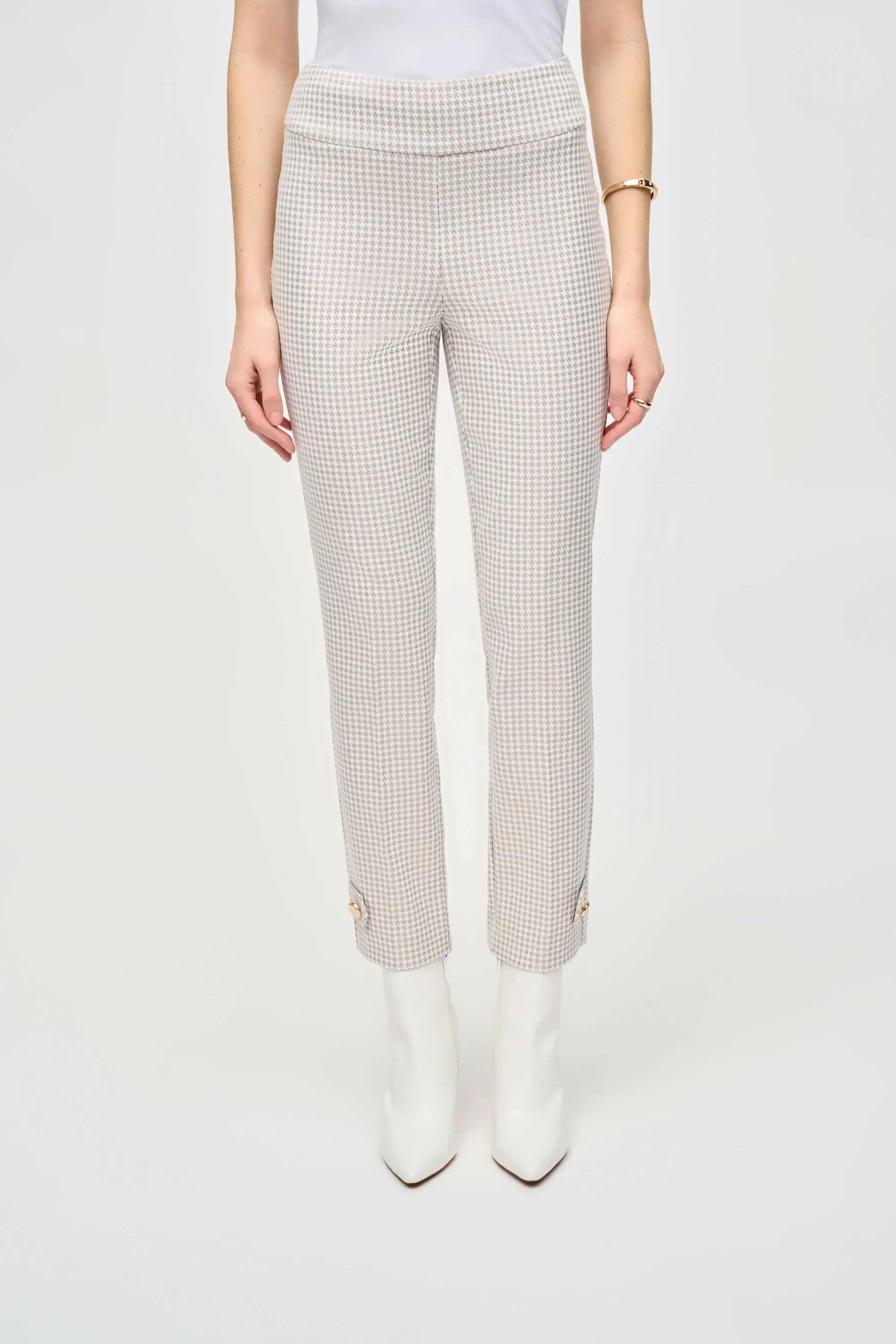 Joseph Ribkoff Houndstooth Jacquard Slim Fit Pants