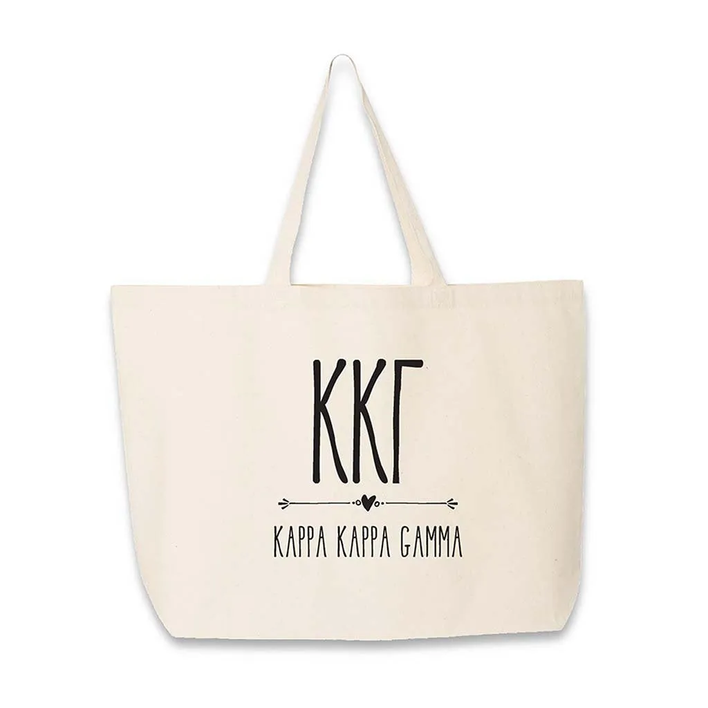 Kappa Kappa Gamma Stylized Sorority Greek Letters Printed Canvas Bag