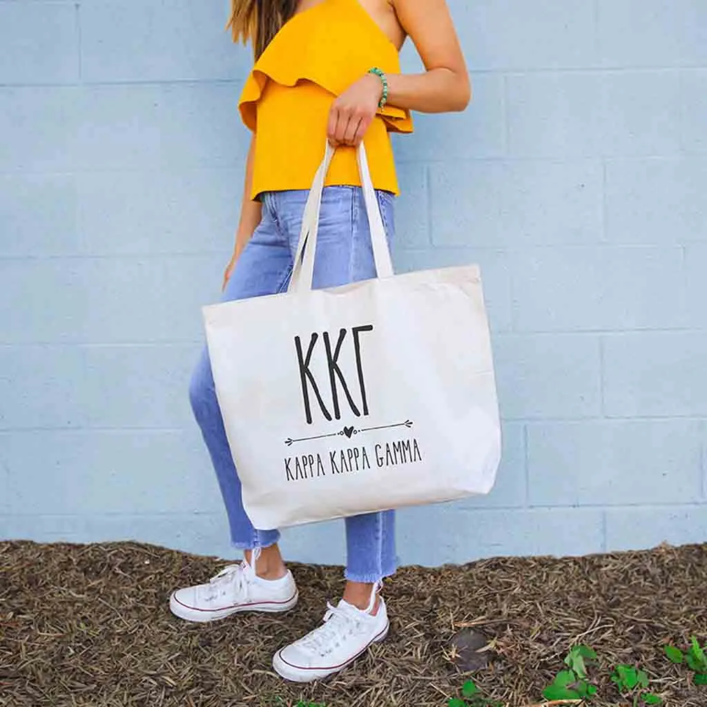 Kappa Kappa Gamma Stylized Sorority Greek Letters Printed Canvas Bag