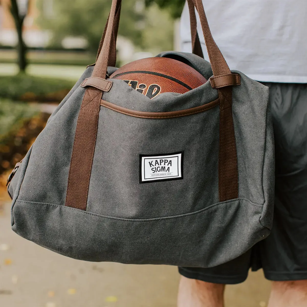 Kappa Sig Gray Canvas Duffel