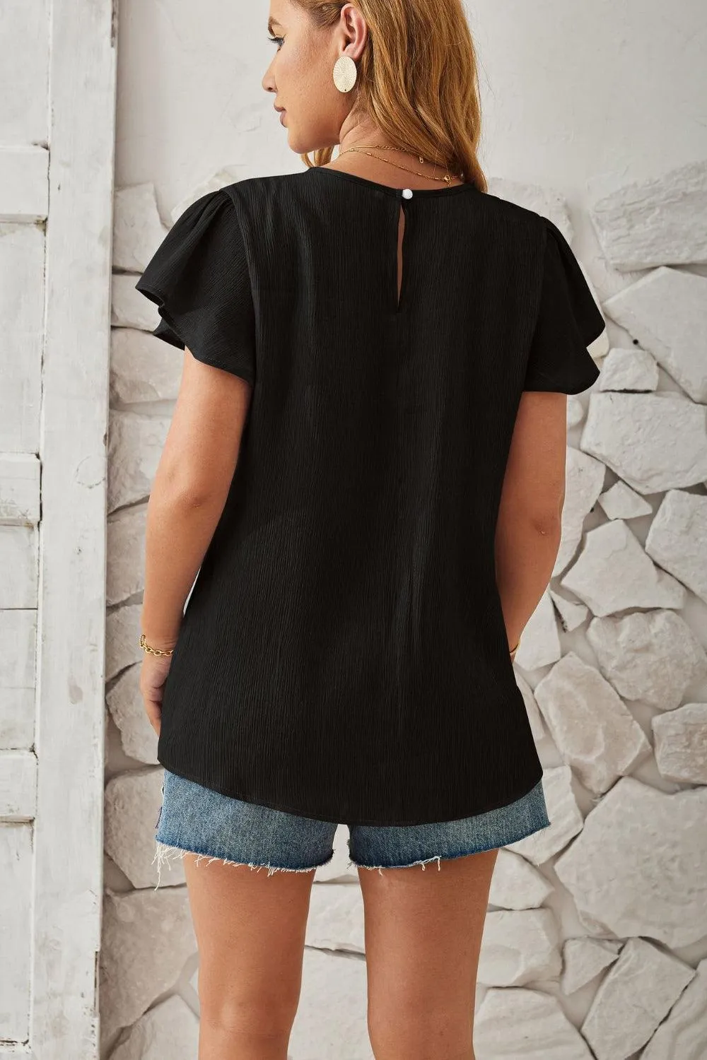 Keyhole Cap Sleeve Shirt