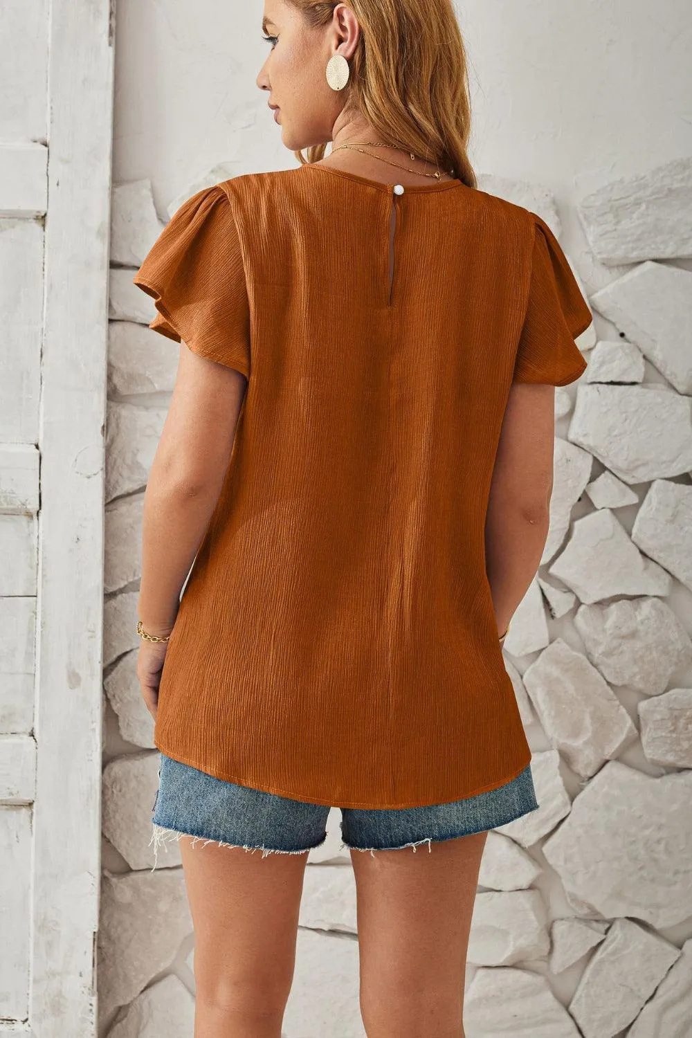 Keyhole Cap Sleeve Shirt