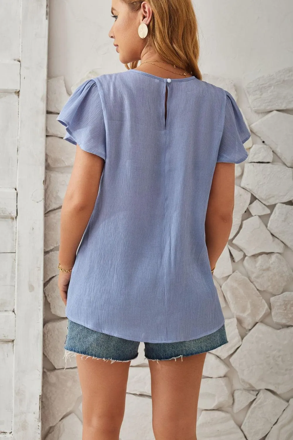 Keyhole Cap Sleeve Shirt