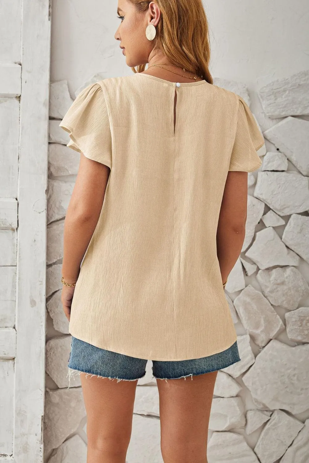 Keyhole Cap Sleeve Shirt