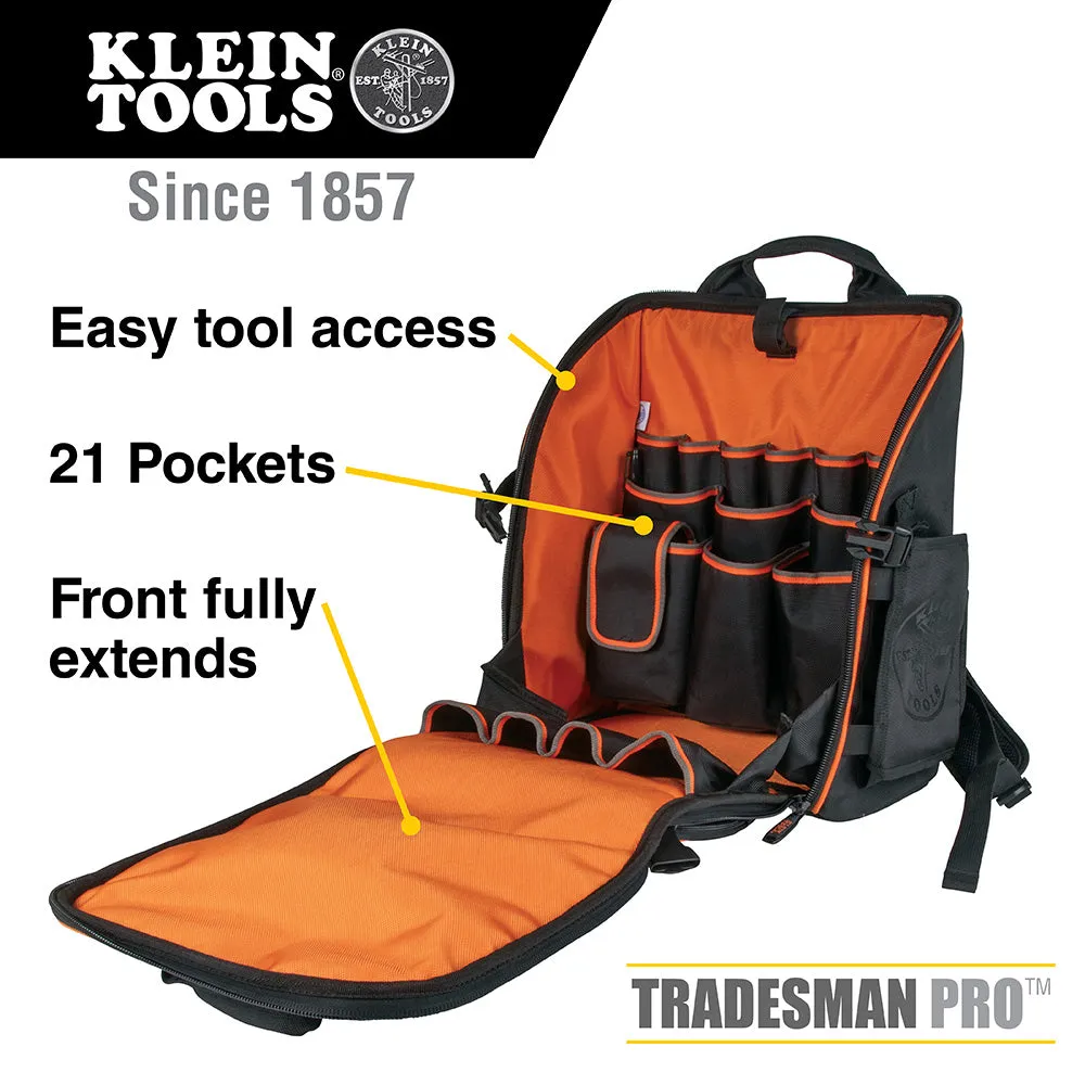 Klein Tradesman Pro™ Tool Station Tool Bag Backpack with Work Light