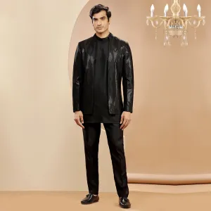 Kohl Black Sequined Jodhpuri For Men