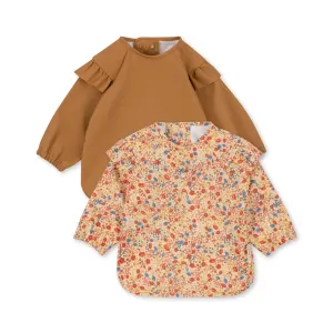 Konges Sløjd - Dinner frill long-sleeved bibs 2 pack - Villetta / Almond