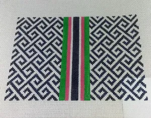 Kristine Kingston Designs KKP-133 Green, Pink and Navy Clutch