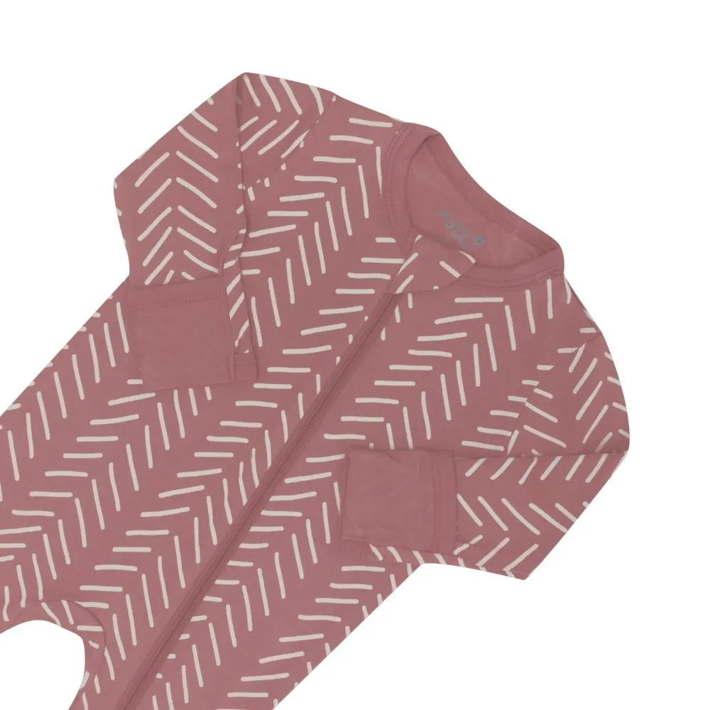 Kyte Baby Zippered Footie - Dusty Rose Herringbone