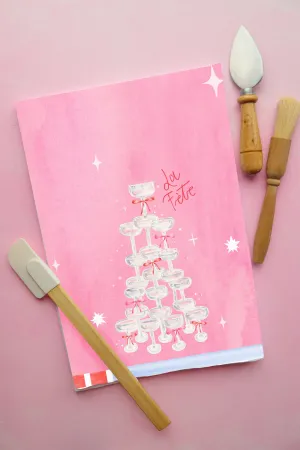 La Fete champagne tote cotton tea towel, bridal, wedding