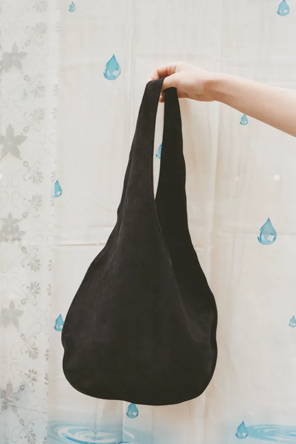 LARA TOTE, BLACK SUEDE