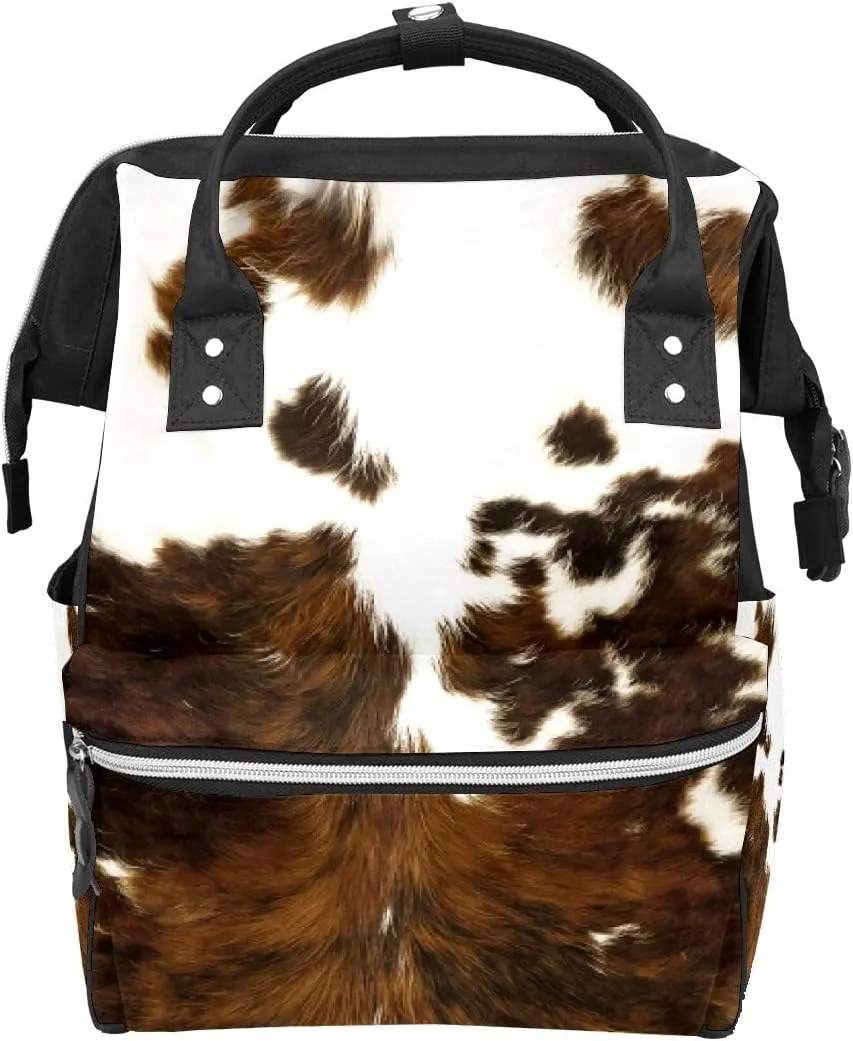 Large Capacity Cowhide Diaper Backpack - Stylish & Practical!