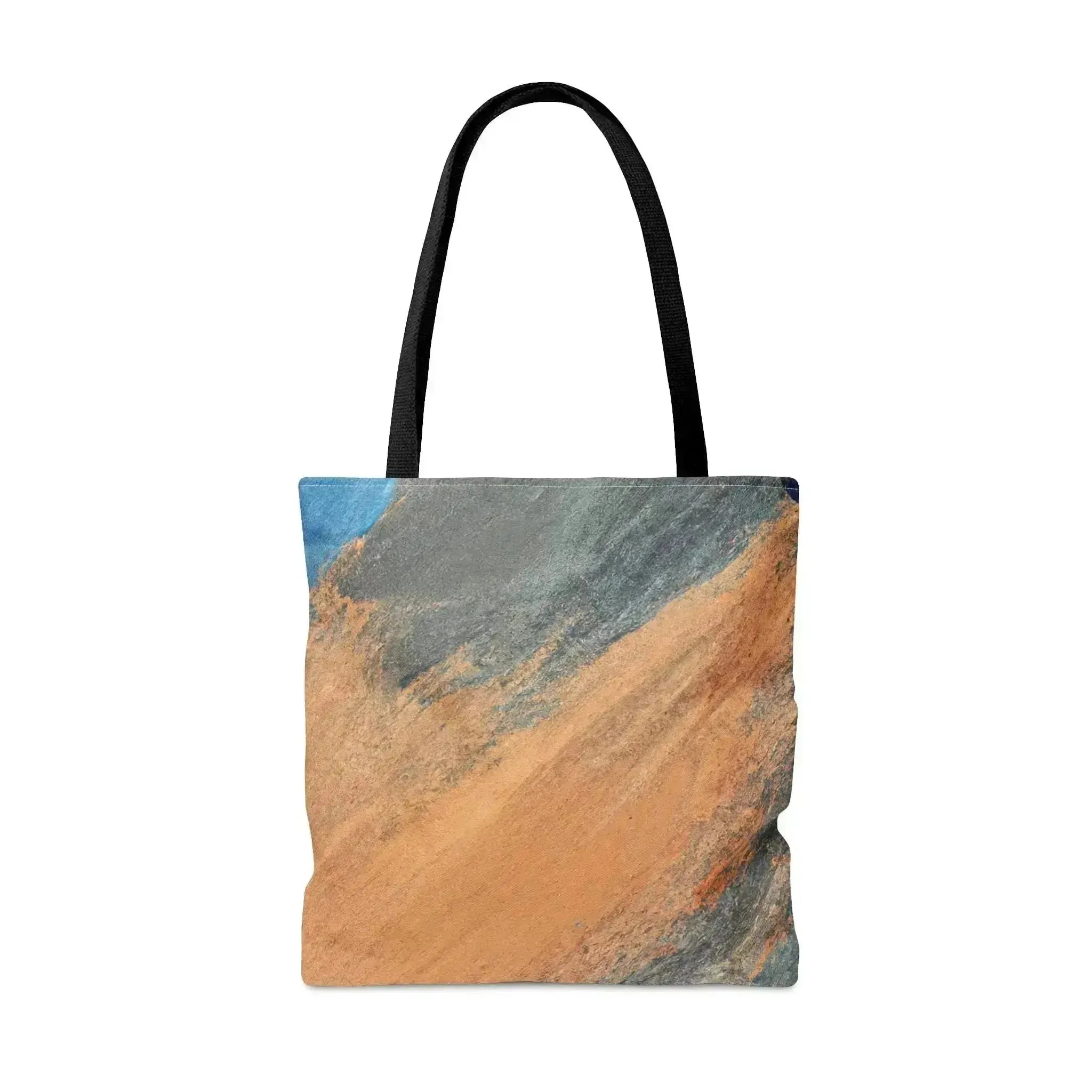 Large Tote Bag Blue Orange Abstract Pattern