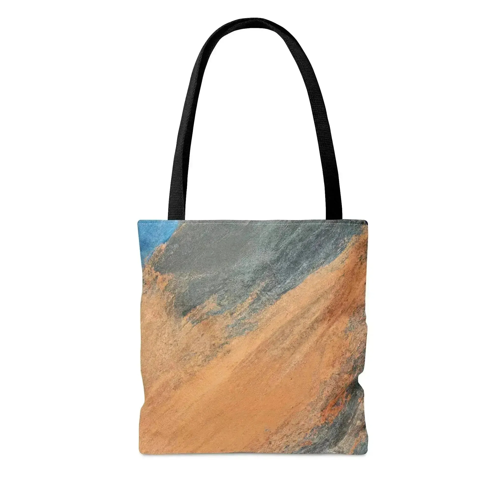 Large Tote Bag Blue Orange Abstract Pattern