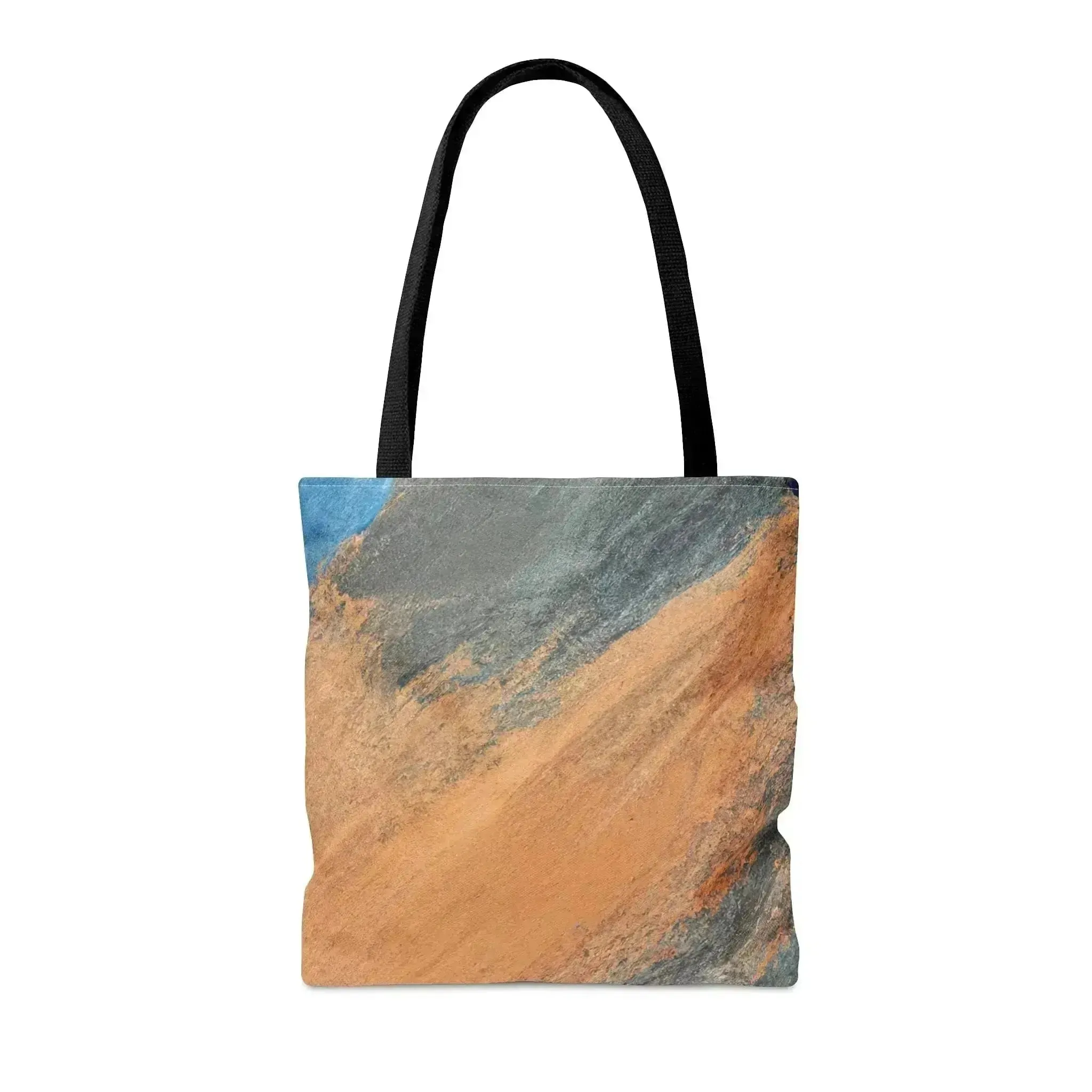 Large Tote Bag Blue Orange Abstract Pattern