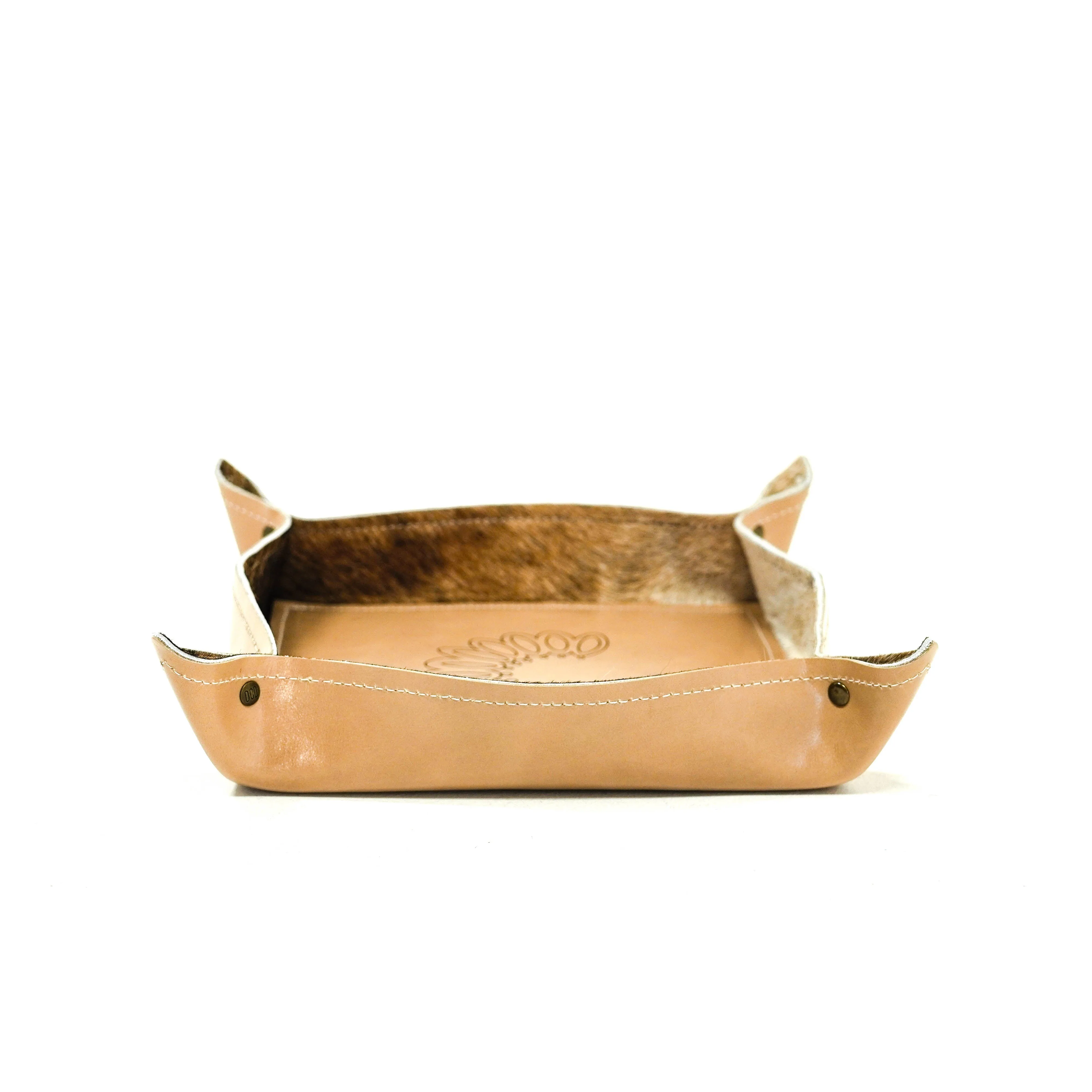 Large Tray - Glossed Cream Leather w/ Lasered Decal