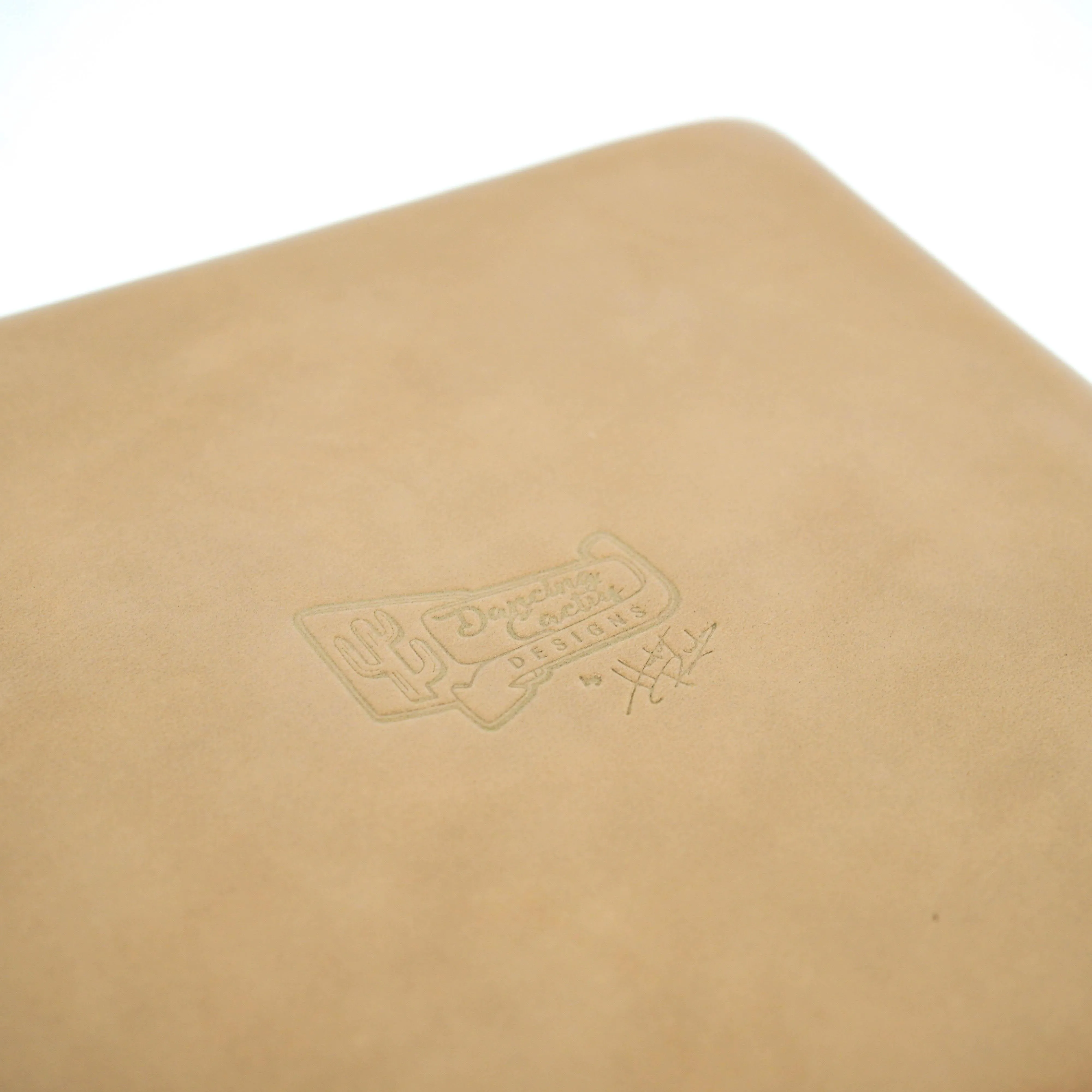Large Tray - Glossed Cream Leather w/ Lasered Decal
